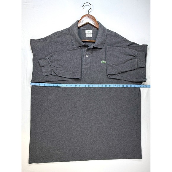 Lacoste, Long Sleeve Polo Shirt Men's Gray Classic Casual Collared Top, Sz‎ 3XL - Picture 3 of 7